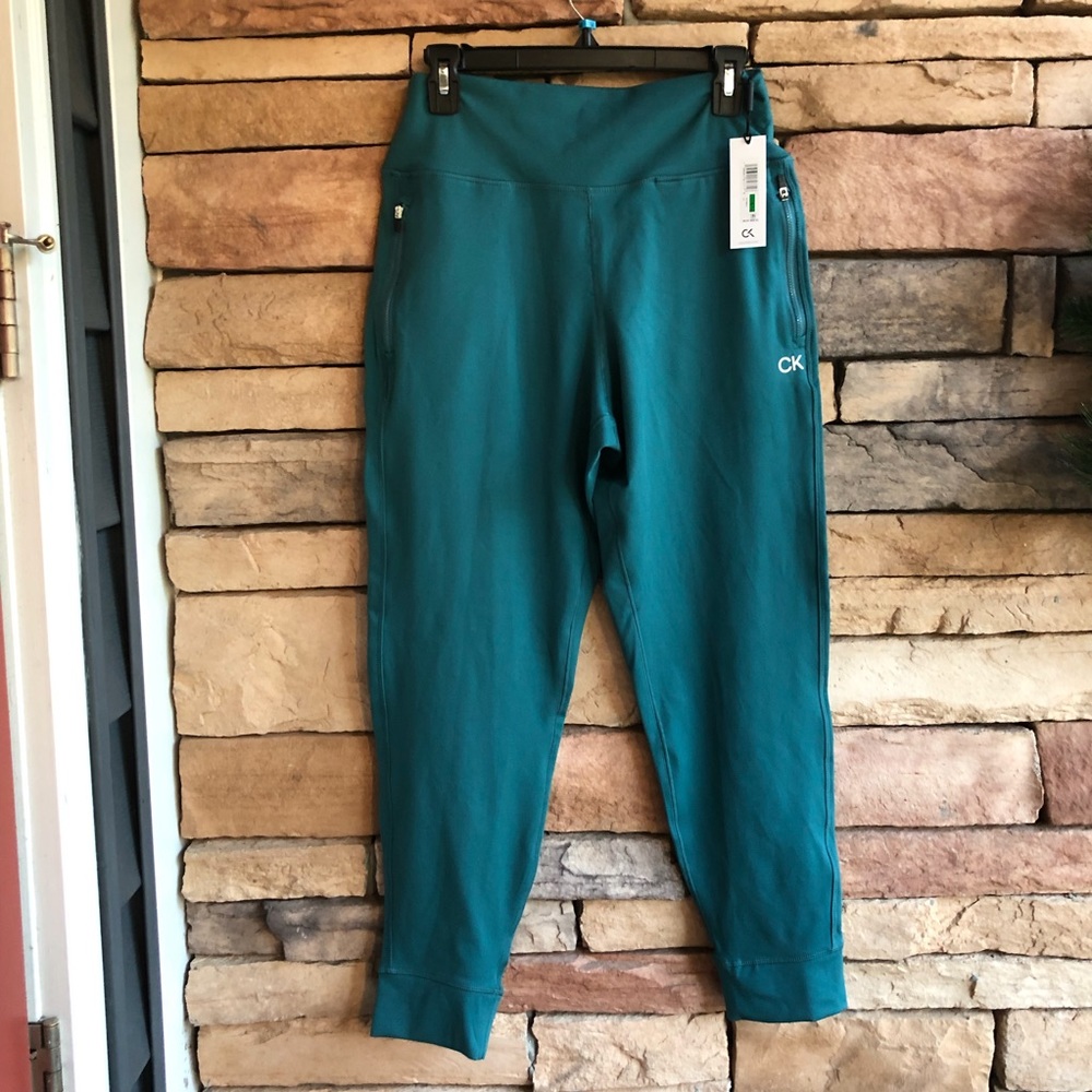 Calvin Klein green stretch activewear pants NWT L